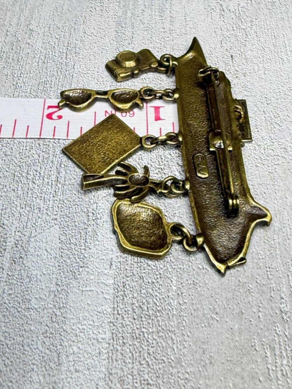Cruise Ship Brooch Dangle Charms Vintage JJ Jonette Pin - Picture 6 of 10